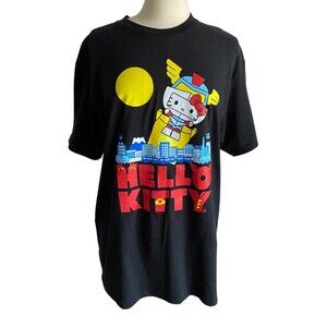 Hello Kitty Transformer Robot Black T- shirt Size L NWOT